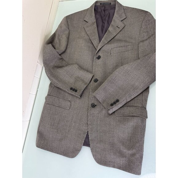 Ermenegildo Zegna Soft Knit Blazer 56L Silk Wool 3 Button Ventless Black White - Picture 1 of 13
